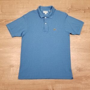 Lacoste Polo Shirt Classic Fit Blue Mens Medium 4 Cotton Short Sleeve Preppy